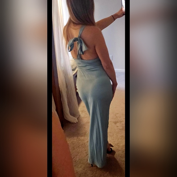 Abercrombie One-Shoulder Satin Knotted Midi Dress nwt XS - Picture 10 of 14